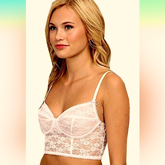 🎀Coquette Coral Floral Lace BCBGeneration The Count on Me Crop Bralette Bow - Picture 1 of 8